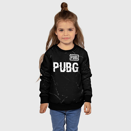Детский свитшот PUBG glitch на темном фоне посередине / 3D-Черный – фото 4