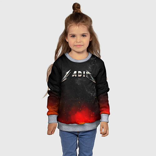 Детский свитшот Вадим в стиле Металлика - огонь и искры / 3D-Меланж – фото 4