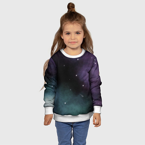 Детский свитшот Космос и звезды на темном фоне / 3D-Белый – фото 4