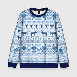 Свитшот детский Blue sweater with reindeer, цвет: 3D-синий