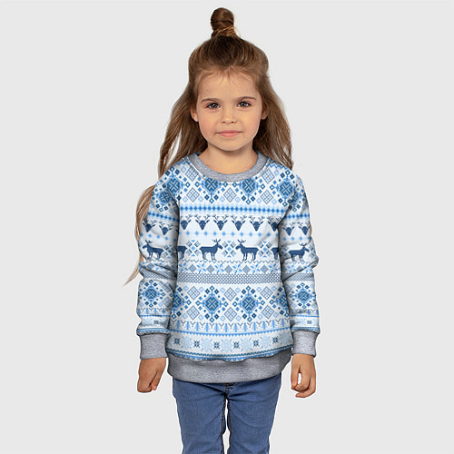 Детский свитшот Blue sweater with reindeer / 3D-Меланж – фото 4