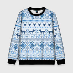 Свитшот детский Blue sweater with reindeer, цвет: 3D-черный