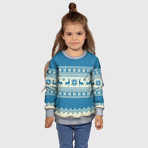 Детский свитшот Sweater with deer on a blue background / 3D-Меланж – фото 4