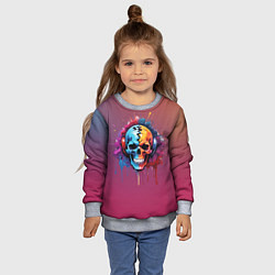 Свитшот детский Череп Dj в наушниках и брызги краски, цвет: 3D-меланж — фото 2