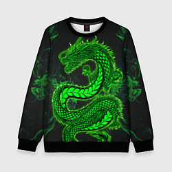 Свитшот детский Зеленый дракон с эффектом свечения, цвет: 3D-черный