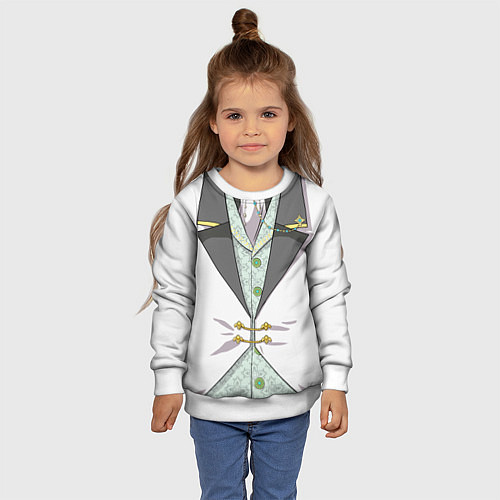 Детский свитшот Белый мультяшный фрак с шейным платком / 3D-Белый – фото 4
