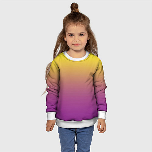 Детский свитшот Желто-фиолетовый градиент / 3D-Белый – фото 4