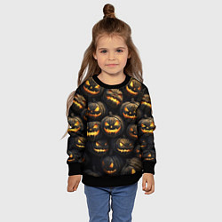 Свитшот детский Зловещие хэллоуинские тыквы, цвет: 3D-черный — фото 2
