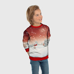 Свитшот детский Огни рождественского города, цвет: 3D-красный — фото 2