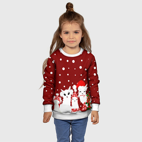 Детский свитшот Семья ламы / 3D-Белый – фото 4