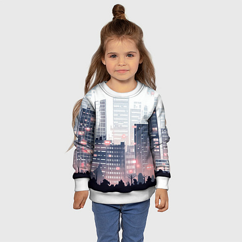 Детский свитшот Безмятежный город / 3D-Белый – фото 4