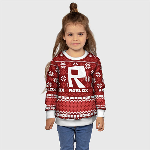 Детский свитшот Roblox christmas sweater / 3D-Белый – фото 4