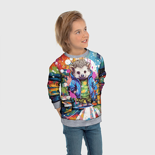 Детский свитшот Городской ёжик / 3D-Меланж – фото 3