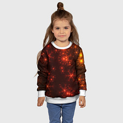 Свитшот детский Абстрактные светящиеся красно оранжевые снежинки, цвет: 3D-белый — фото 2