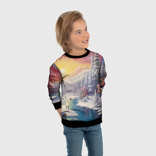 Детский свитшот Сказочное сияние нового года / 3D-Черный – фото 3