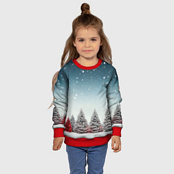 Свитшот детский Волшебство зимней природы иней на деревьях, цвет: 3D-красный — фото 2