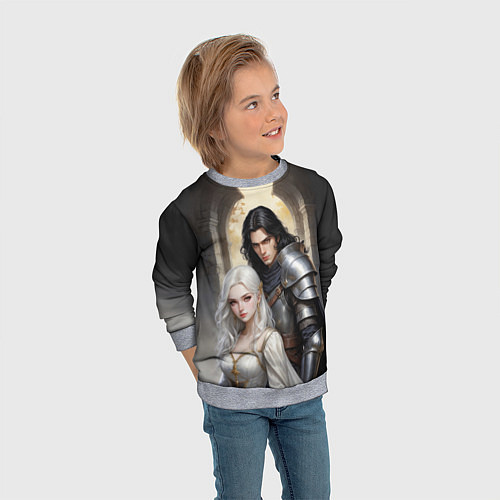 Детский свитшот Принцесса и её рыцарь / 3D-Меланж – фото 3