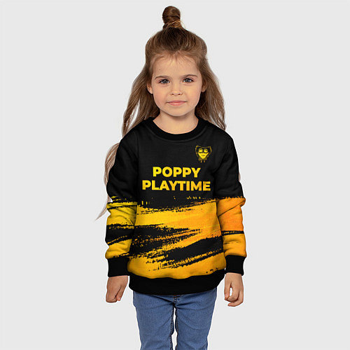 Детский свитшот Poppy Playtime - gold gradient посередине / 3D-Черный – фото 4