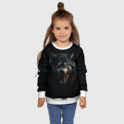 Свитшот детский Волк чёрный хищник, цвет: 3D-белый — фото 2