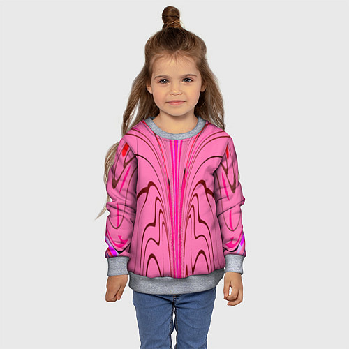 Детский свитшот Плавные линии на розовом фоне / 3D-Меланж – фото 4