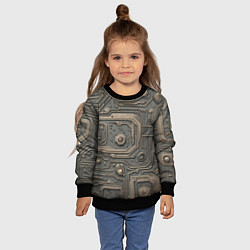 Свитшот детский Металлическая ржавая обшивка с микросхемами и гайк, цвет: 3D-черный — фото 2