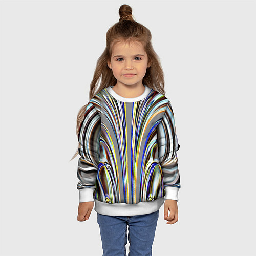 Детский свитшот Струйчатый перламутровый узор / 3D-Белый – фото 4