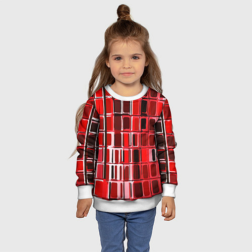 Детский свитшот Красные прямоугольники / 3D-Белый – фото 4