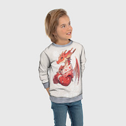 Свитшот детский Красный дракон в свитере, цвет: 3D-меланж — фото 2