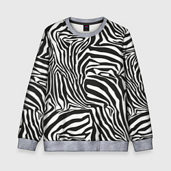 Свитшот детский Шкура зебры черно - белая графика, цвет: 3D-меланж