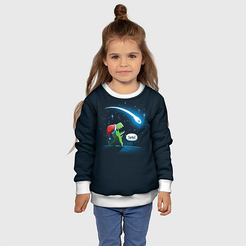 Детский свитшот Новогодний ти рекс / 3D-Белый – фото 4