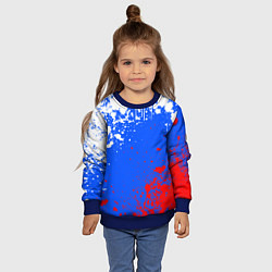 Свитшот детский Флаг России - брызги, цвет: 3D-синий — фото 2