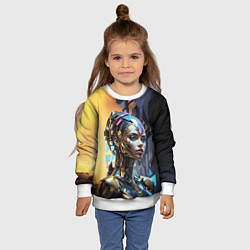 Свитшот детский Девушка в зеркальной броне, цвет: 3D-белый — фото 2