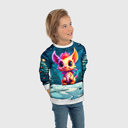 Свитшот детский Маленький пушистый дракошка, цвет: 3D-белый — фото 2