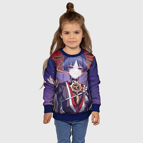 Детский свитшот Genshin Impact Scaramouche / 3D-Синий – фото 4