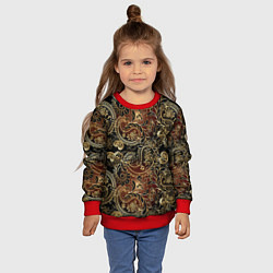 Свитшот детский Золотые узоры пейсли, цвет: 3D-красный — фото 2