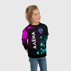 Свитшот детский Алёна и неоновый герб России вертикально, цвет: 3D-черный — фото 2