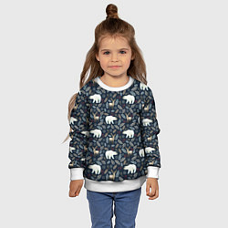 Свитшот детский Акварельные медведи и олени, цвет: 3D-белый — фото 2