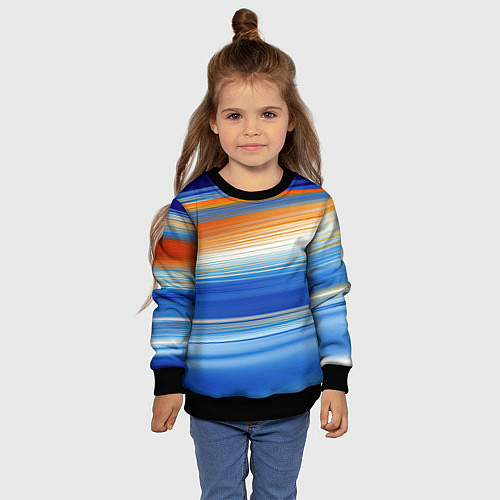 Детский свитшот Оранжевые и синий градиент / 3D-Черный – фото 4
