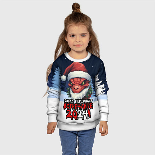 Детский свитшот Красный злой дракон 2024 / 3D-Белый – фото 4