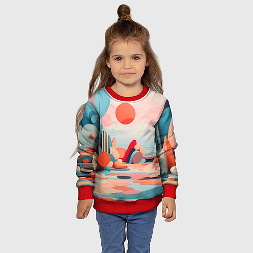 Детский свитшот Геометрия природы / 3D-Красный – фото 4
