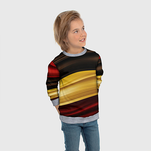 Детский свитшот Черный красный желтый цвет абстракции / 3D-Меланж – фото 3