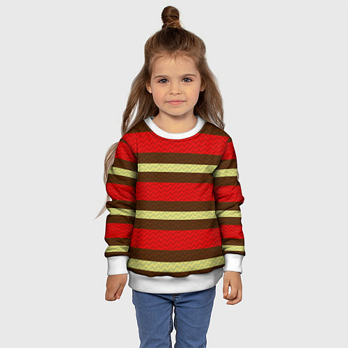 Детский свитшот Плетёная текстура змеиной расцветки / 3D-Белый – фото 4