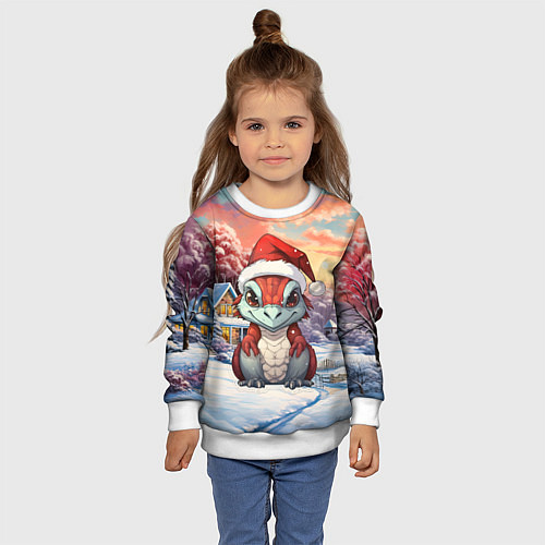 Детский свитшот Дракоша 2024 новогодний символ года / 3D-Белый – фото 4