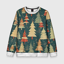 Свитшот детский Елки новый год, цвет: 3D-белый
