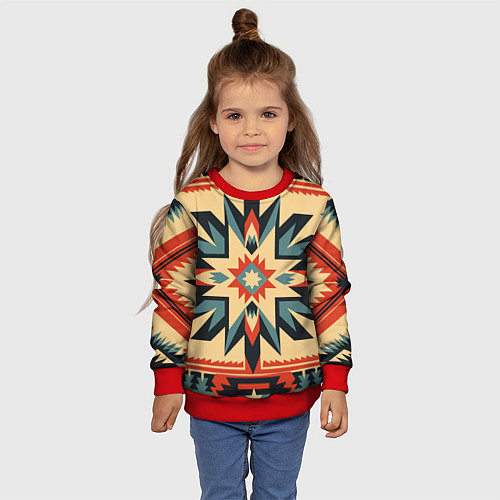 Детский свитшот Орнамент в стиле американских индейцев / 3D-Красный – фото 4