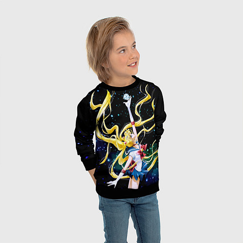 Детский свитшот Сейлор Мун - космос / 3D-Черный – фото 3
