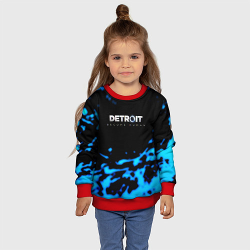 Детский свитшот Detroit become human голубая кровь / 3D-Красный – фото 4