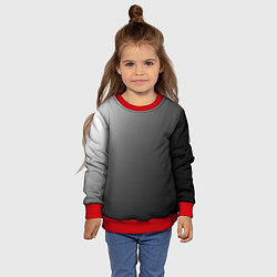 Свитшот детский Черно-белый диагональный градиент, цвет: 3D-красный — фото 2
