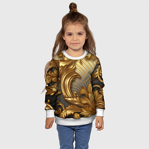 Детский свитшот Золотая текстура и абстракции / 3D-Белый – фото 4