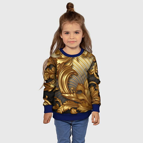 Детский свитшот Золотая текстура и абстракции / 3D-Синий – фото 4